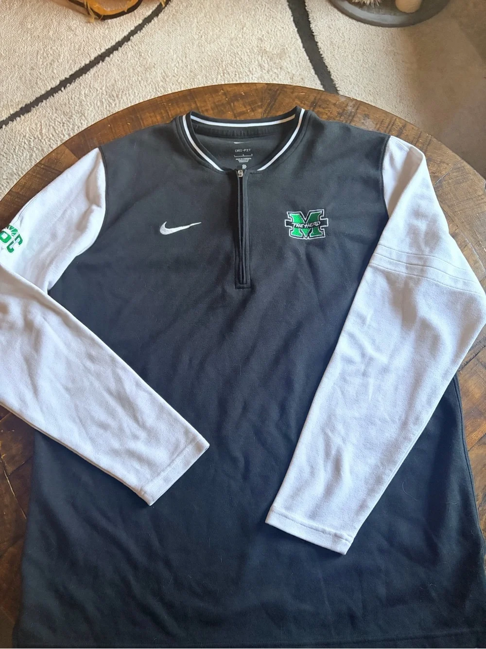 Nike Black & White Marshall Thundering Herd Quarter Zip